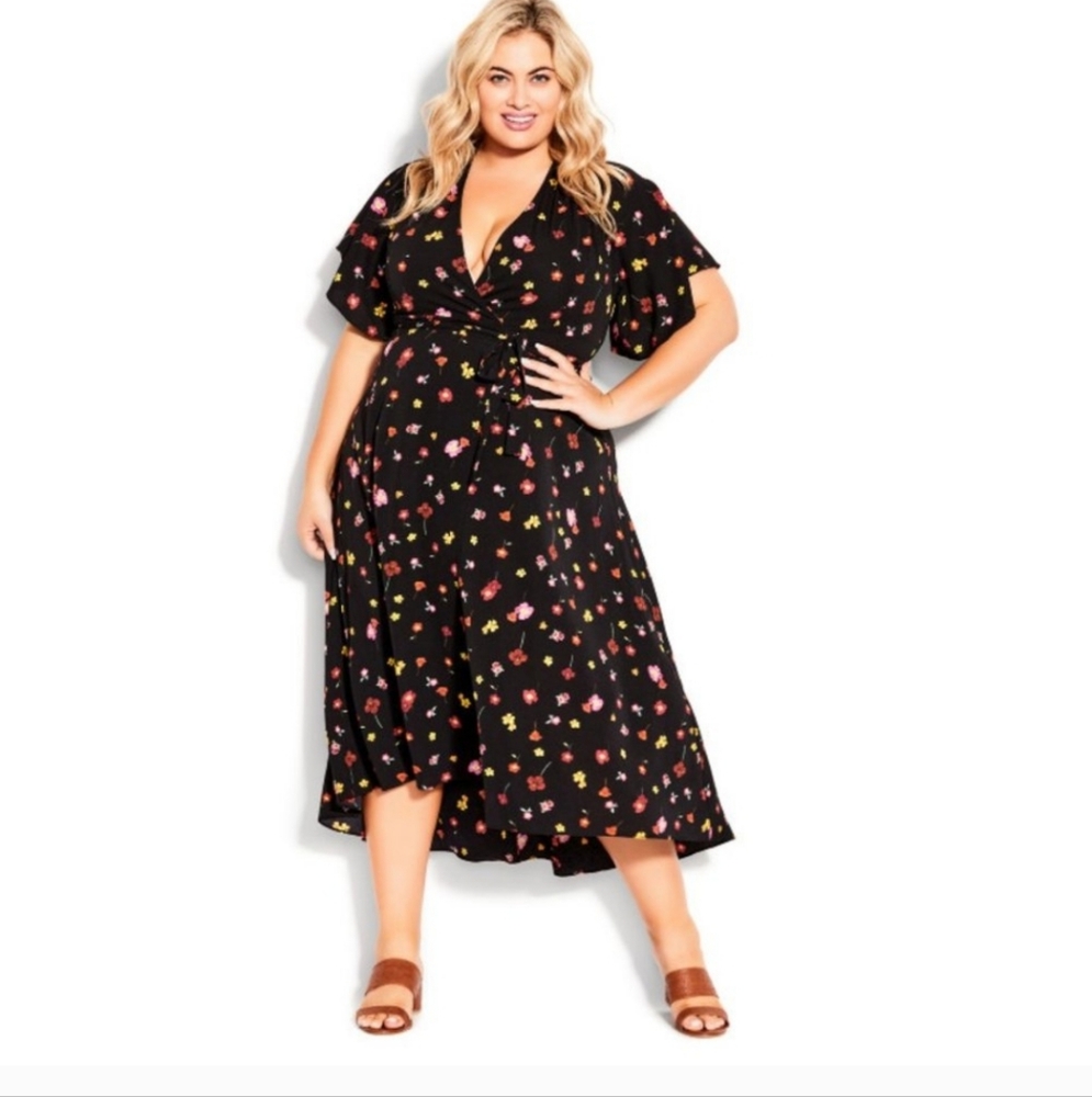 NWT Evans Maxi Vivian Wrap Dress Pink Petal 26/28 = 3X